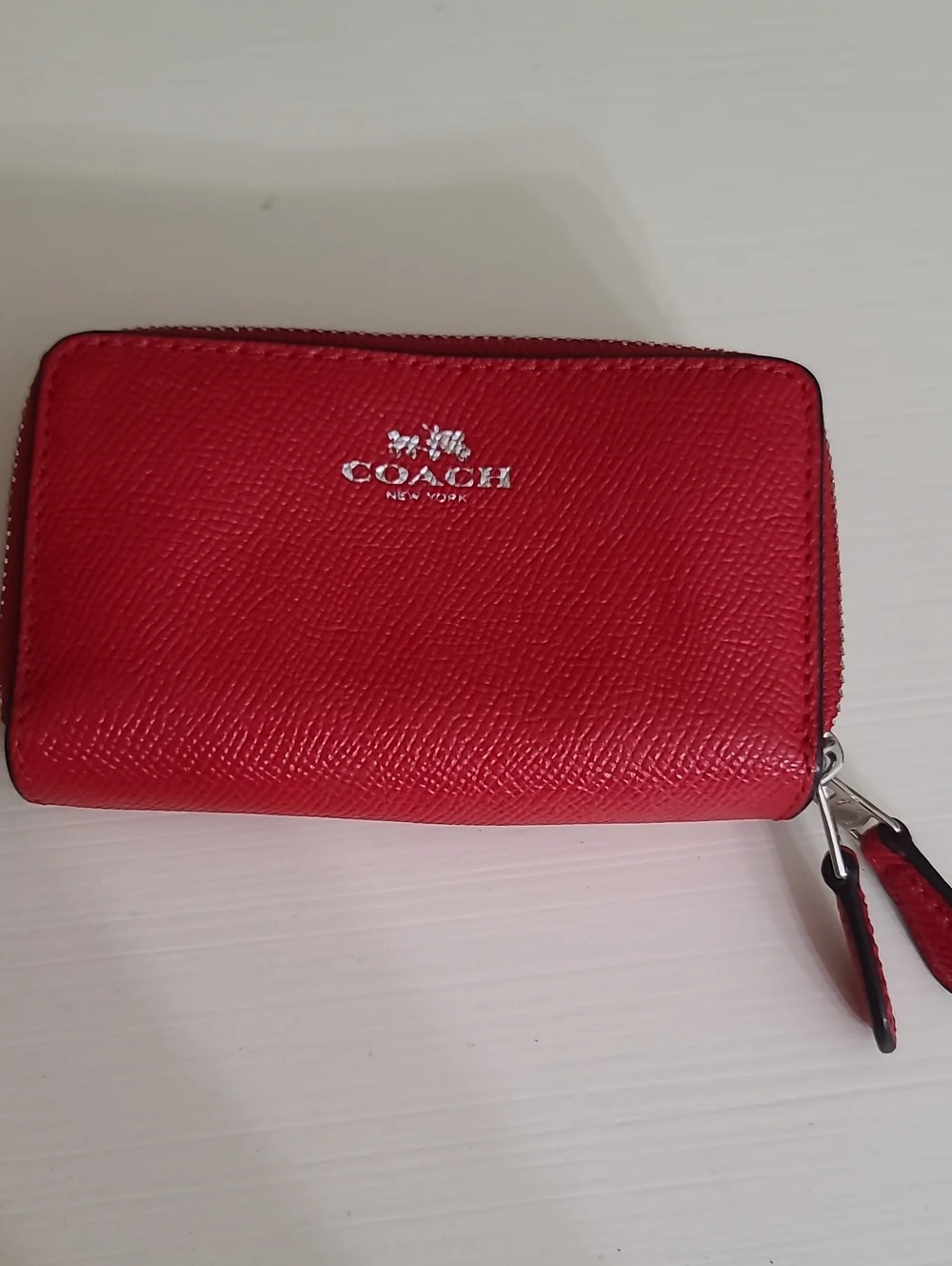 COACH Red Zip Wallet - Pebbled Leather